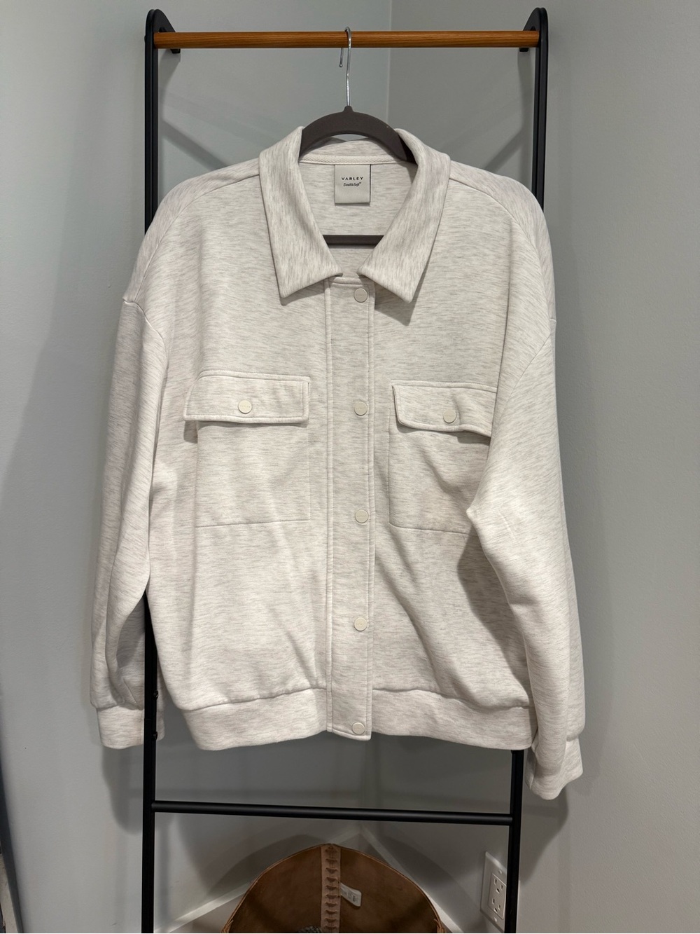 Varley DoubleSoft Elizabeth Light Heather Gray Zip and Snap Button Jacket